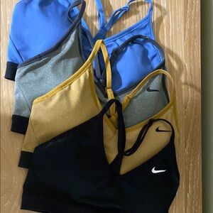 Nike Sports Bras in Black, Gold, Gray and Blue